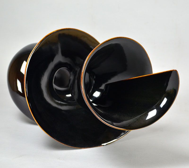 Contemporary Spiraling Ceramic Sculpture by Takatsu Mio
