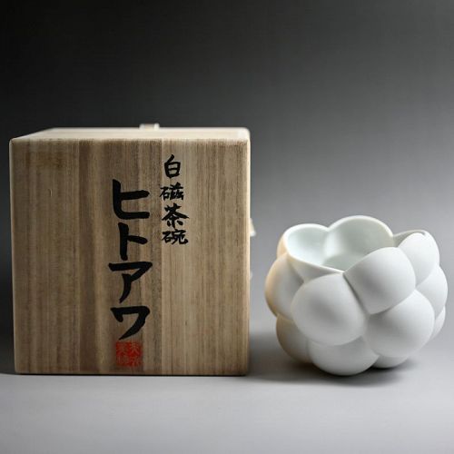 Contemporary Porcelain Bubble Chawan by Yatsugi Miho