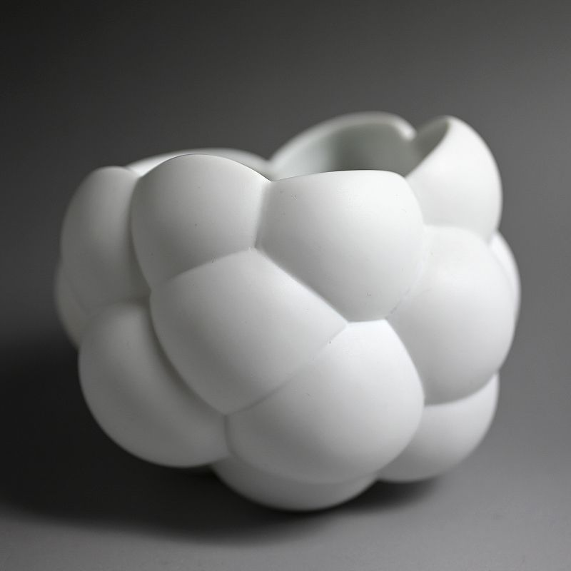 Contemporary Porcelain Bubble Chawan by Yatsugi Miho