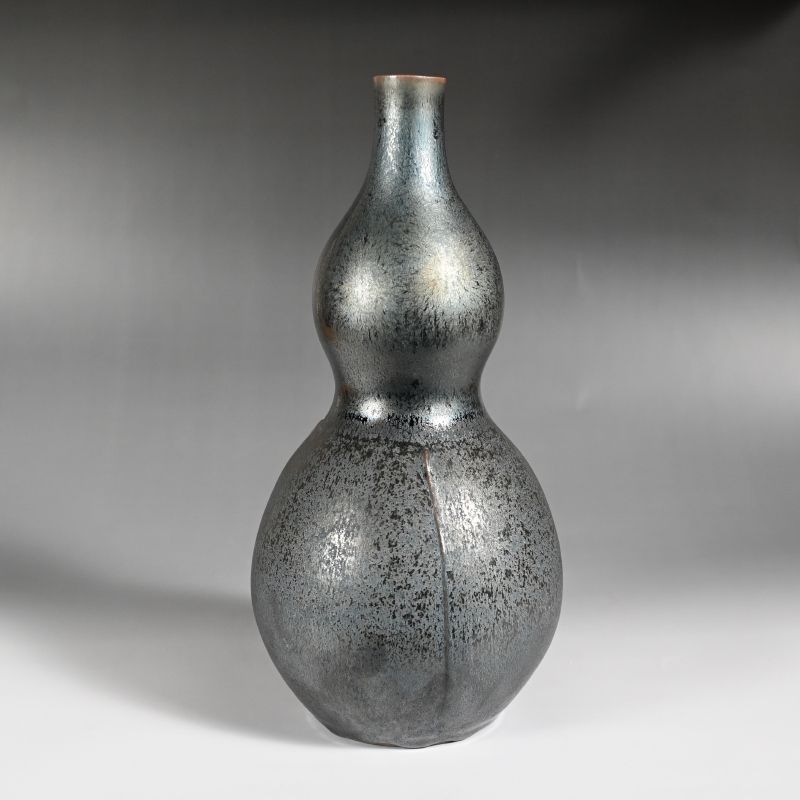 Contemporary Tenmoku Gourd-Shaped Vase by Kamada Koji