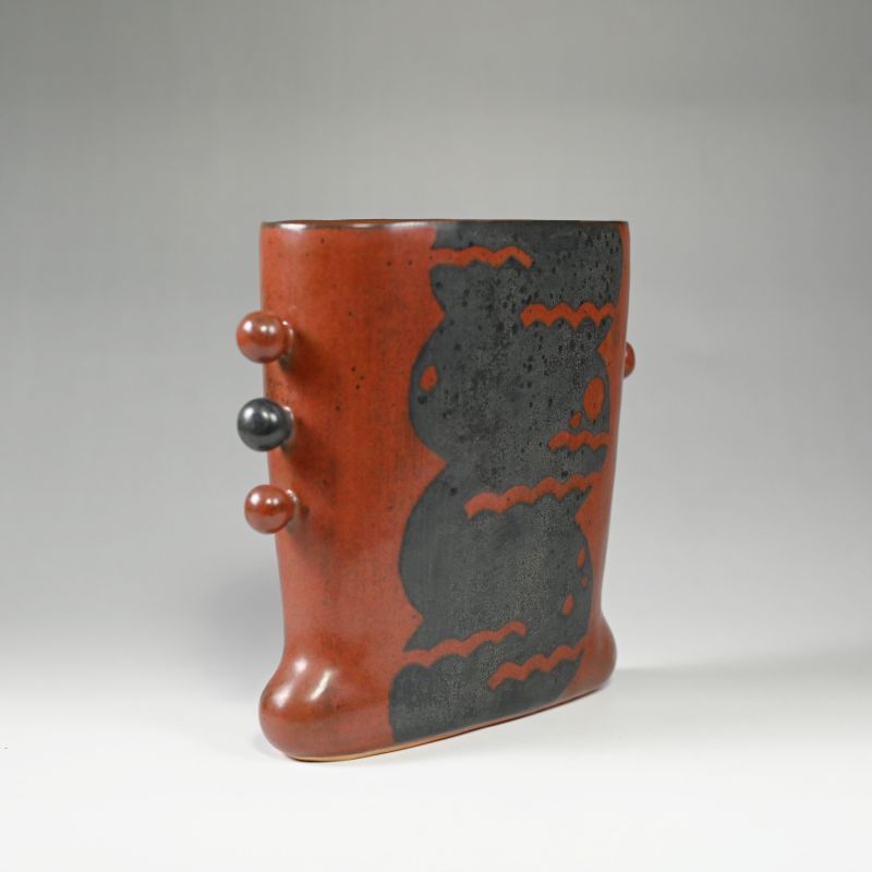Morino Taimei Red &amp; Black Glazed Vase