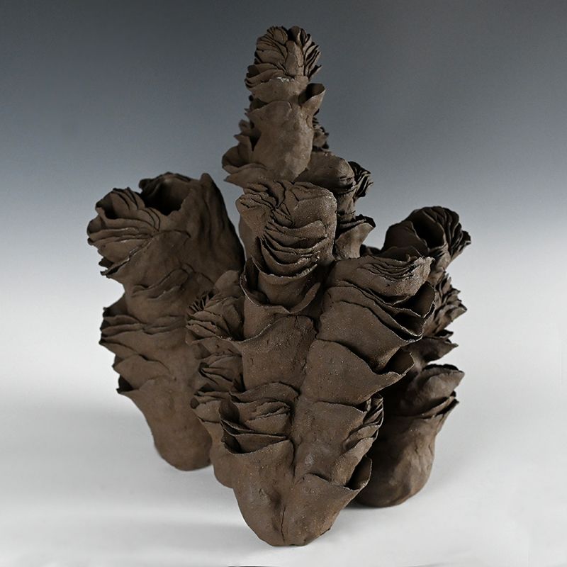 Yamaguchi Mio Black Ceramic Sculpture, Mujina