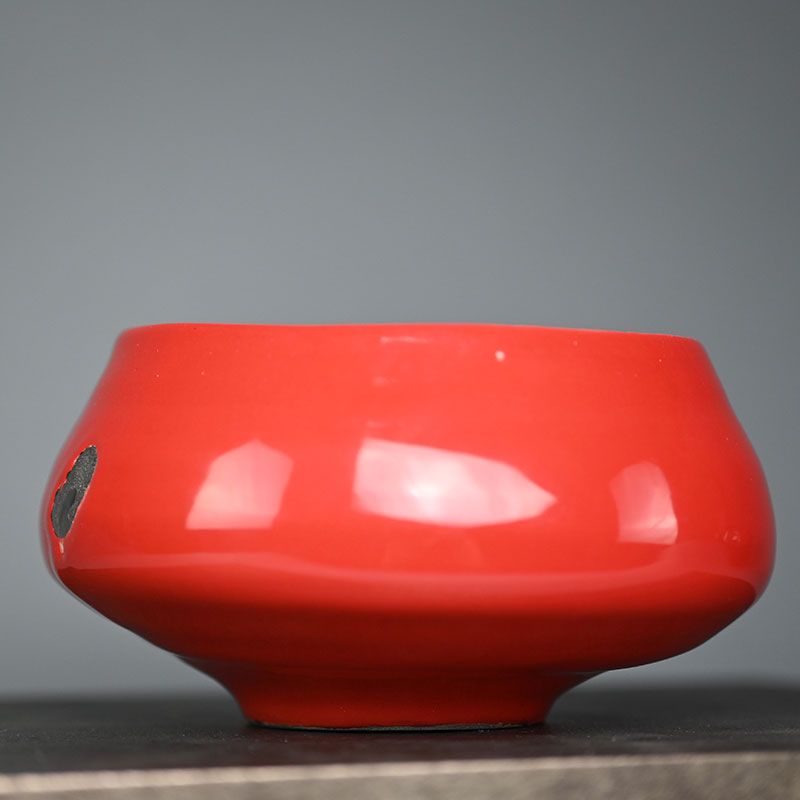 Brilliant Crimson Chawan Tea Bowl by Masatomo Toi