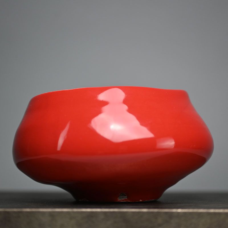 Brilliant Crimson Chawan Tea Bowl by Masatomo Toi