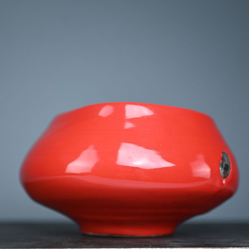 Brilliant Crimson Chawan Tea Bowl by Masatomo Toi