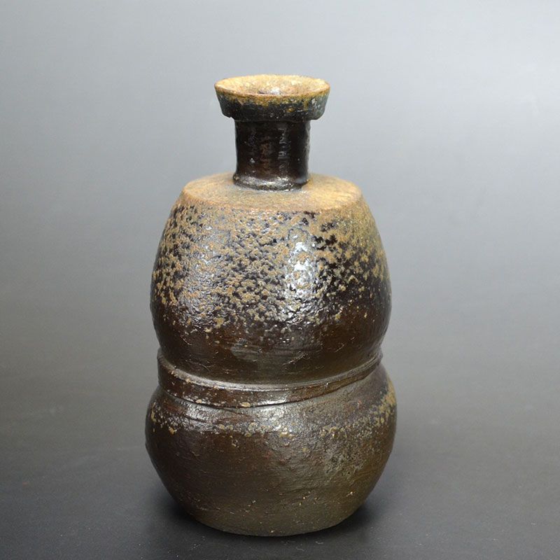 Oiwa Tomoyuki Black Bizen Guinomi &amp; Tokkuri