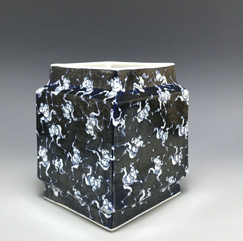 Superb Kawamoto Goro Four Sided Dragon Vase