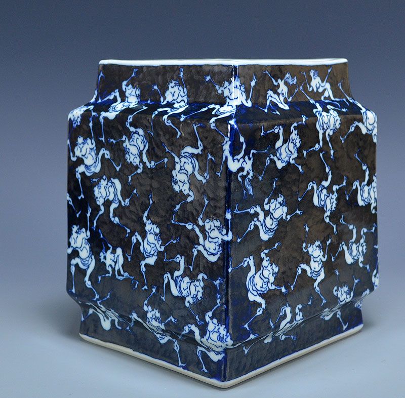 Superb Kawamoto Goro Four Sided Dragon Vase