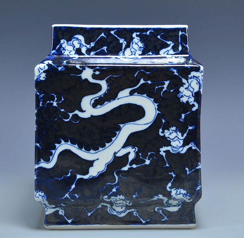 Superb Kawamoto Goro Four Sided Dragon Vase