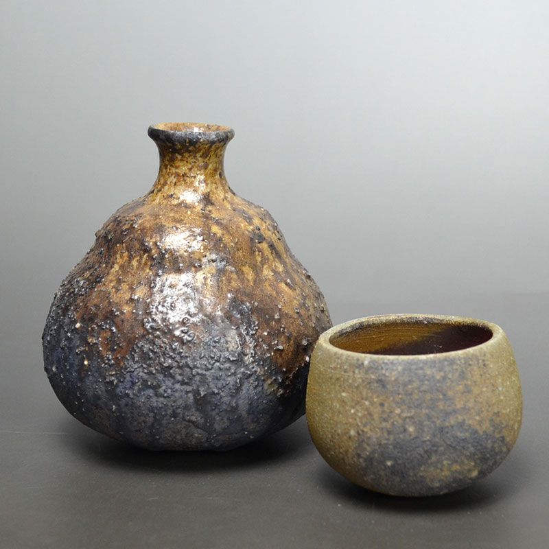 Contemporary Bizen Sake Set by Mori Toshiaki