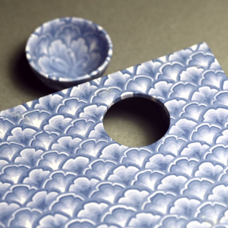 Kusaba Yuji Sake Cup &amp; Plate Set, Blue