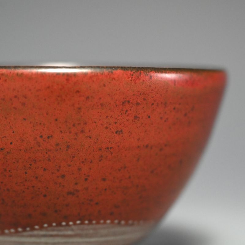 Red Chawan by Morino Taimei