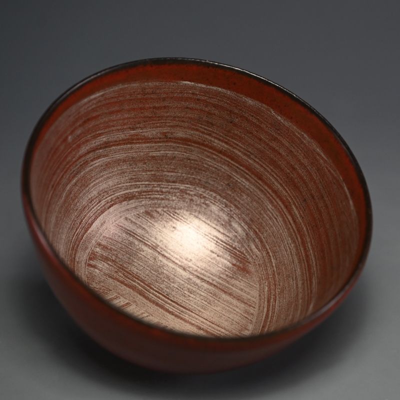 Red Chawan by Morino Taimei