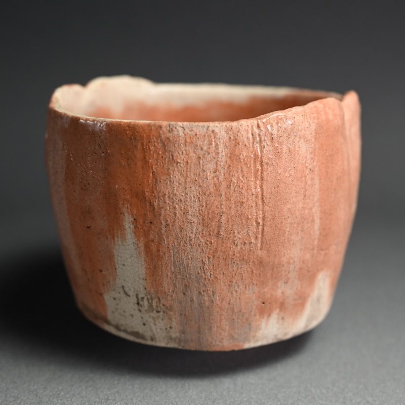 Red Raku Chawan Tea Bowl by Ohmae Satoru, Kaga Koetsu