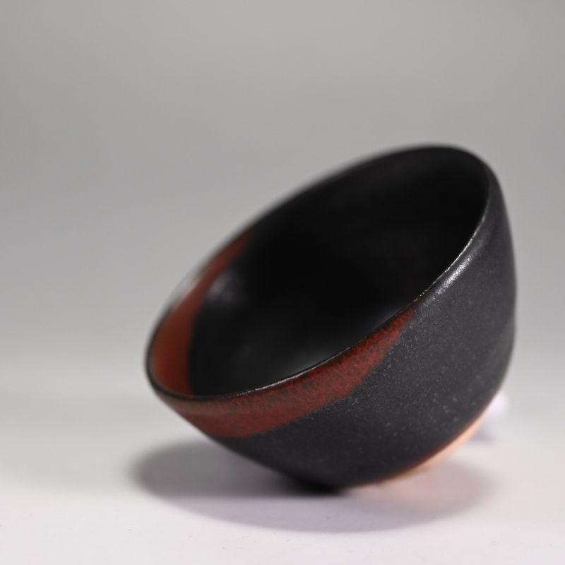 Black and Red Sake Cup by Morino Taimei