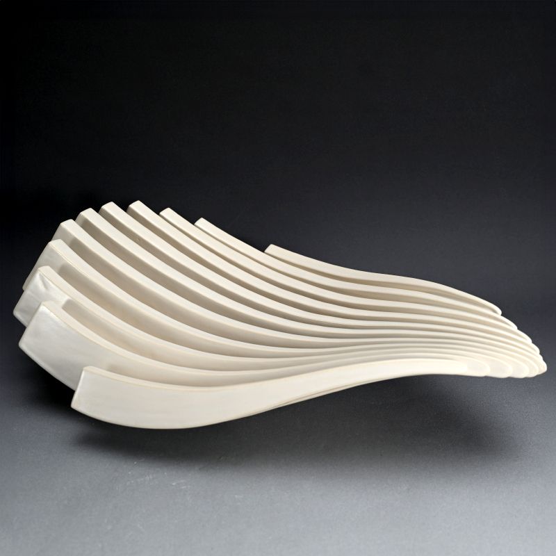 Contemporary Sugitani Keizo White Ceramic Sculpture Flow