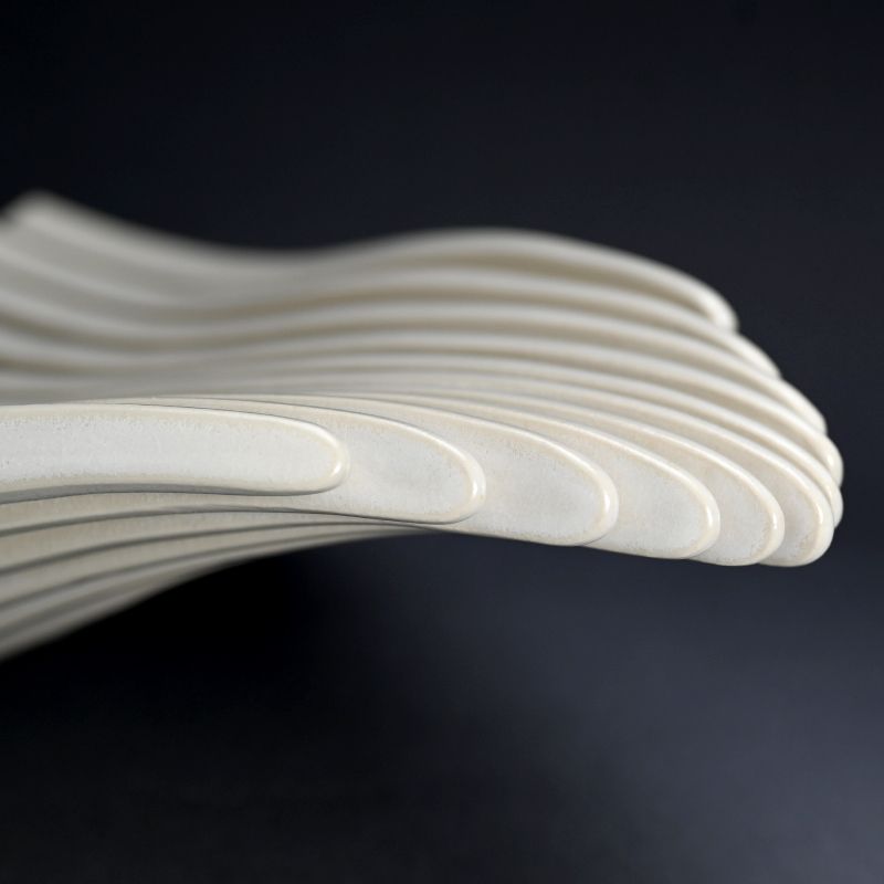 Contemporary Sugitani Keizo White Ceramic Sculpture Flow