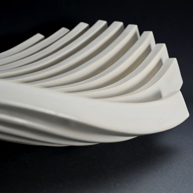 Contemporary Sugitani Keizo White Ceramic Sculpture Flow