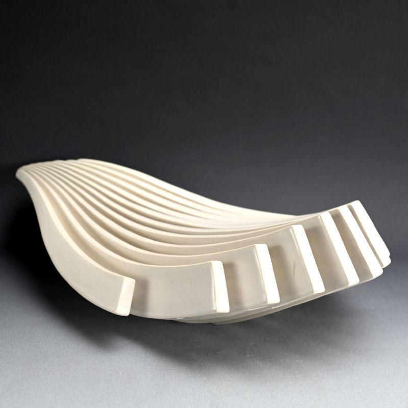 Contemporary Sugitani Keizo White Ceramic Sculpture Flow