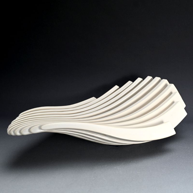 Contemporary Sugitani Keizo White Ceramic Sculpture Flow