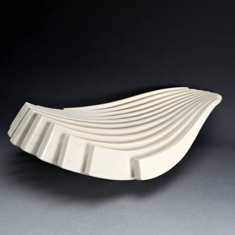 Contemporary Sugitani Keizo White Ceramic Sculpture Flow