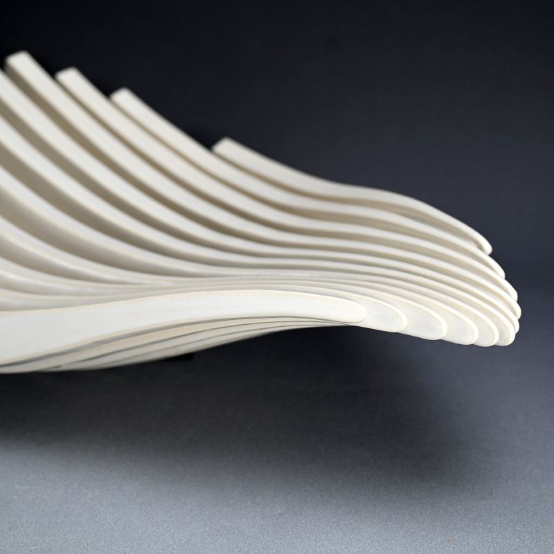 Contemporary Sugitani Keizo White Ceramic Sculpture Flow