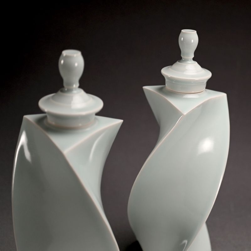 Pair Mentori Covered Vases by Yagi Akira