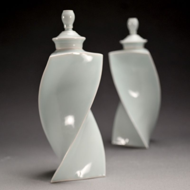 Pair Mentori Covered Vases by Yagi Akira