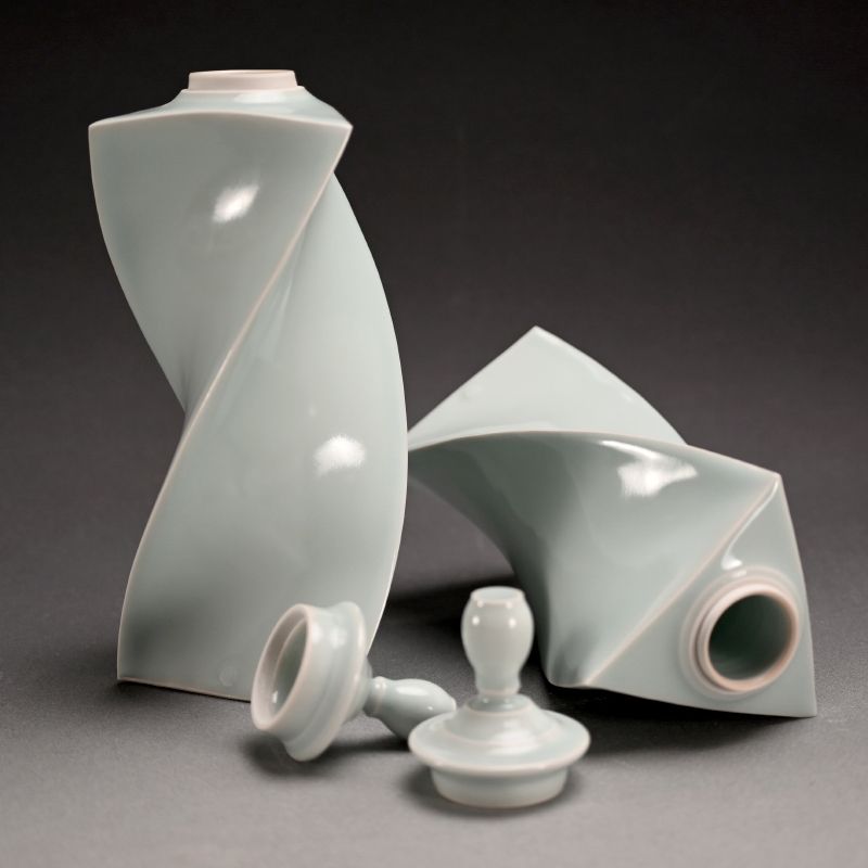 Pair Mentori Covered Vases by Yagi Akira