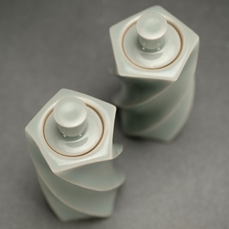 Pair Mentori Covered Bottle Vases by Yagi Akira