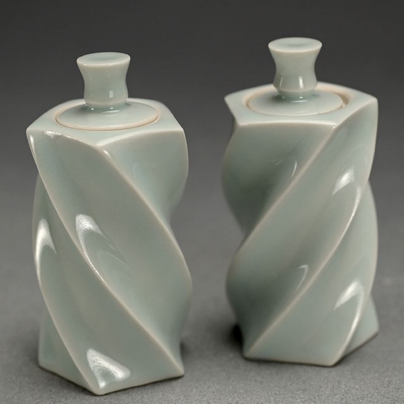 Pair Mentori Covered Bottle Vases by Yagi Akira