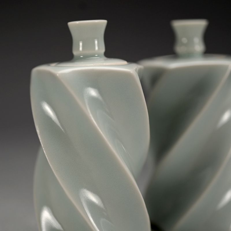 Pair Mentori Covered Bottle Vases by Yagi Akira