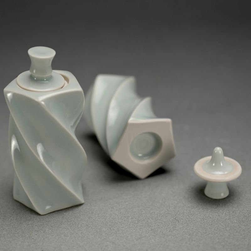 Pair Mentori Covered Bottle Vases by Yagi Akira