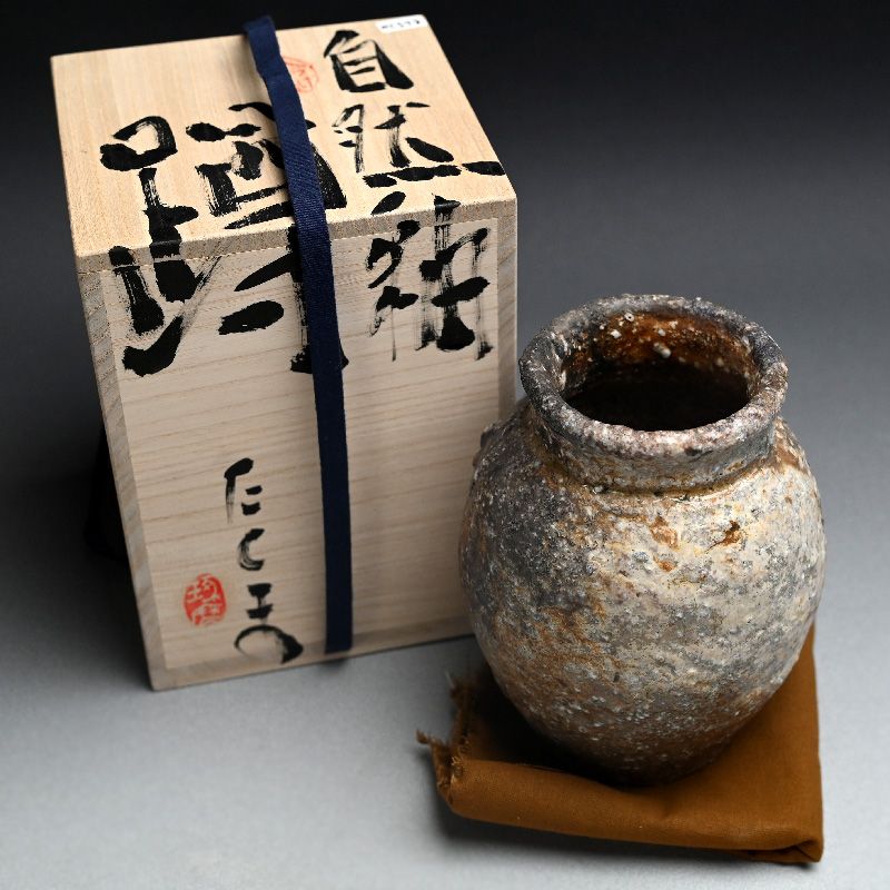 Murakoshi Takuma Flying Ash Glazed Uzukumaru Tsubo