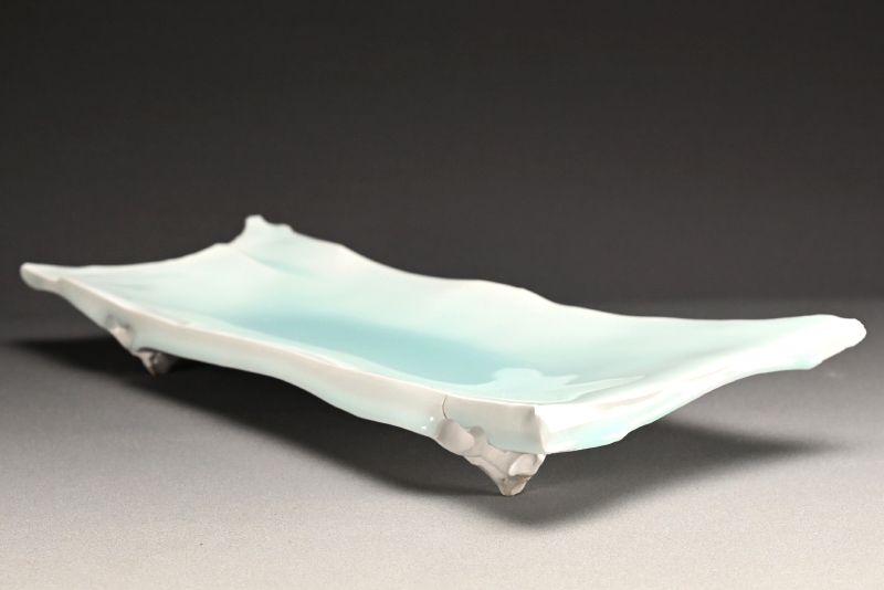 Spectacular Celadon Porcelain Platter by Kato Tsubusa