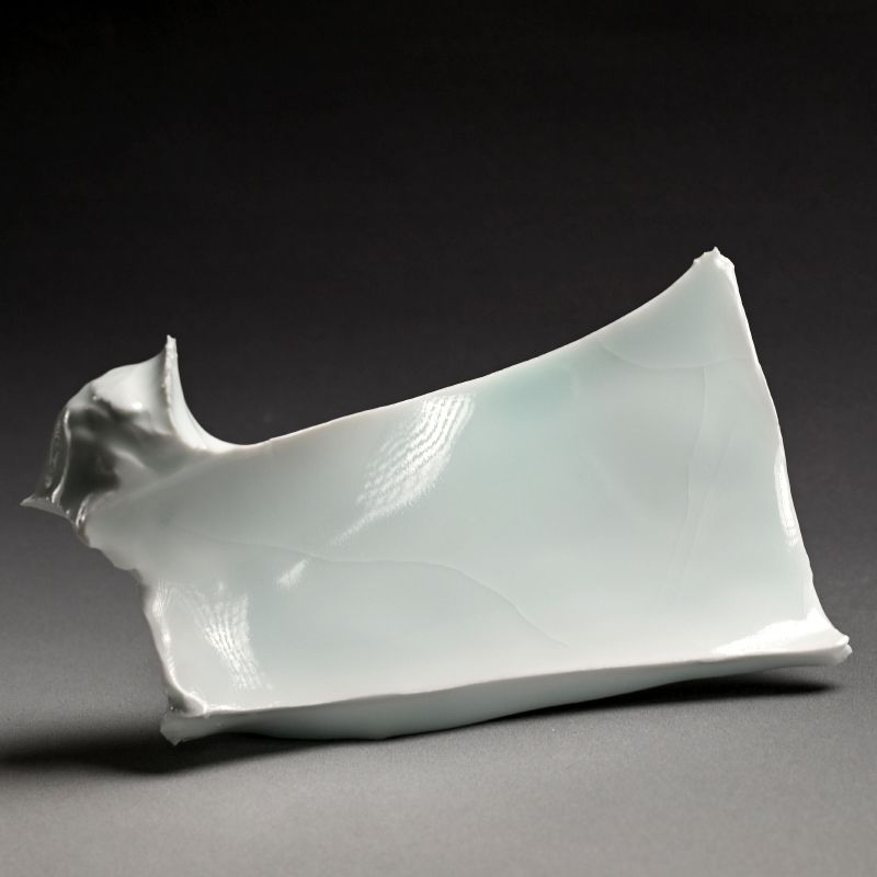 Sharp Porcelain Serving Plate by Kato Tsubusa