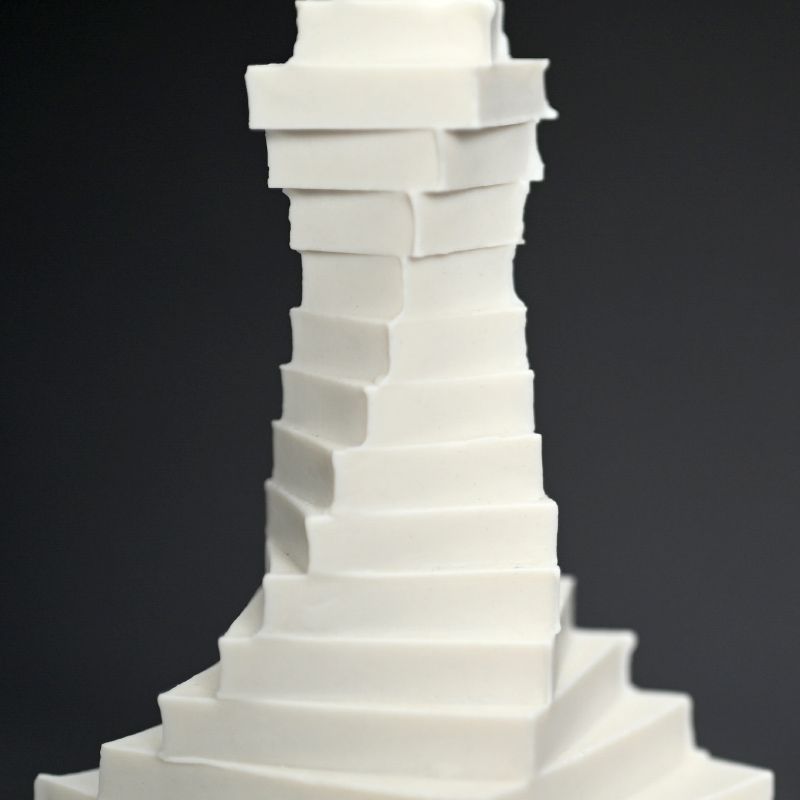 Covered Raw Porcelain Receptacle, White Spear, by Yamaura Yosuke