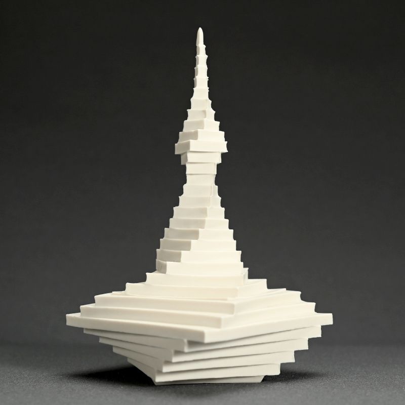 Covered Raw Porcelain Receptacle, White Spear, by Yamaura Yosuke