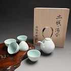 Boxed 5 person Porcelain Tea set by Usami Kensuke