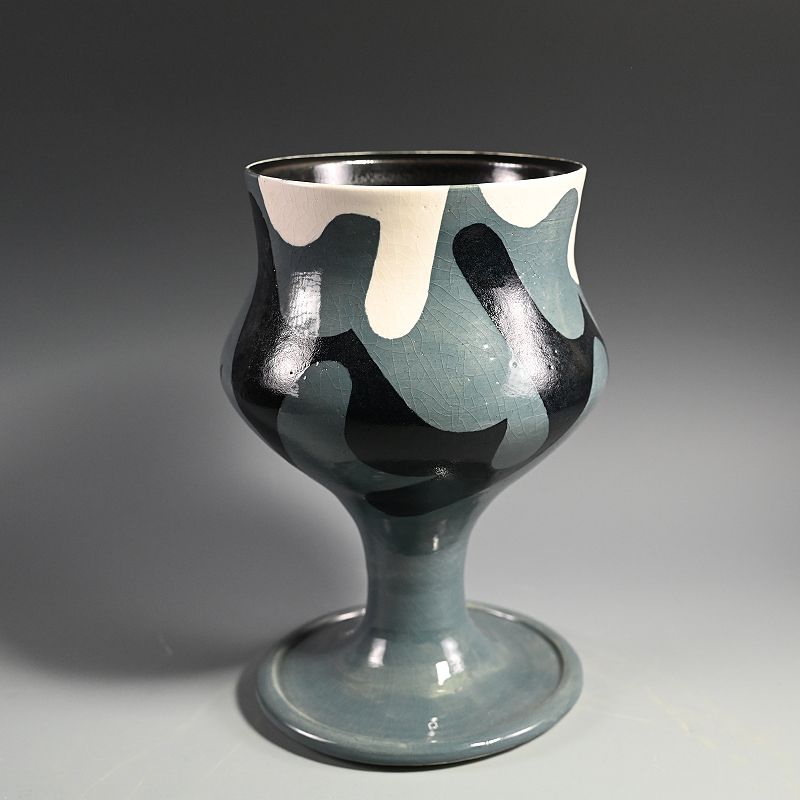 Psychedelic Picasso Gray Vase by Yanagihara Mutsuo