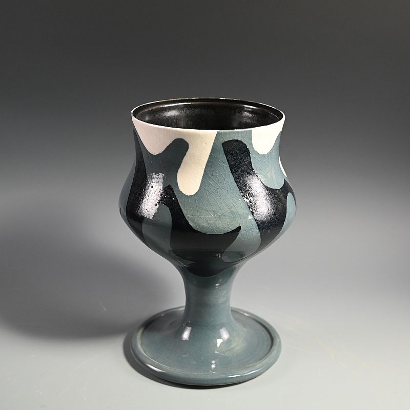 Psychedelic Picasso Gray Vase by Yanagihara Mutsuo