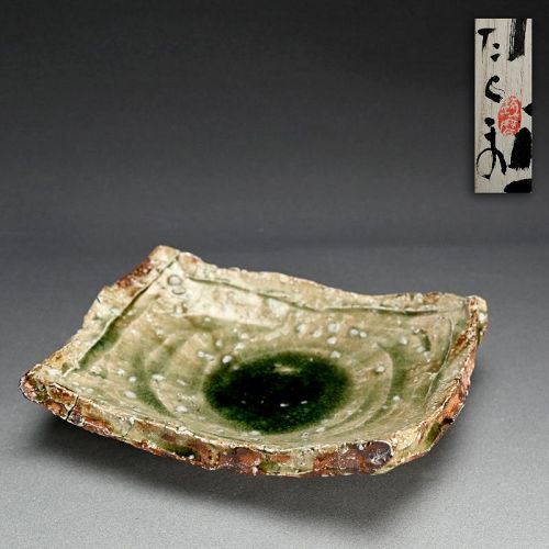 Ash Glazed Kakuzara Squared Plate by Murakoshi Takuma