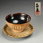 Cup and Saucer by Nishimura Masaaki (Rakutogama)