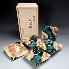 5 pc Oribe Glazed Dish Set by Atarashi Manabu