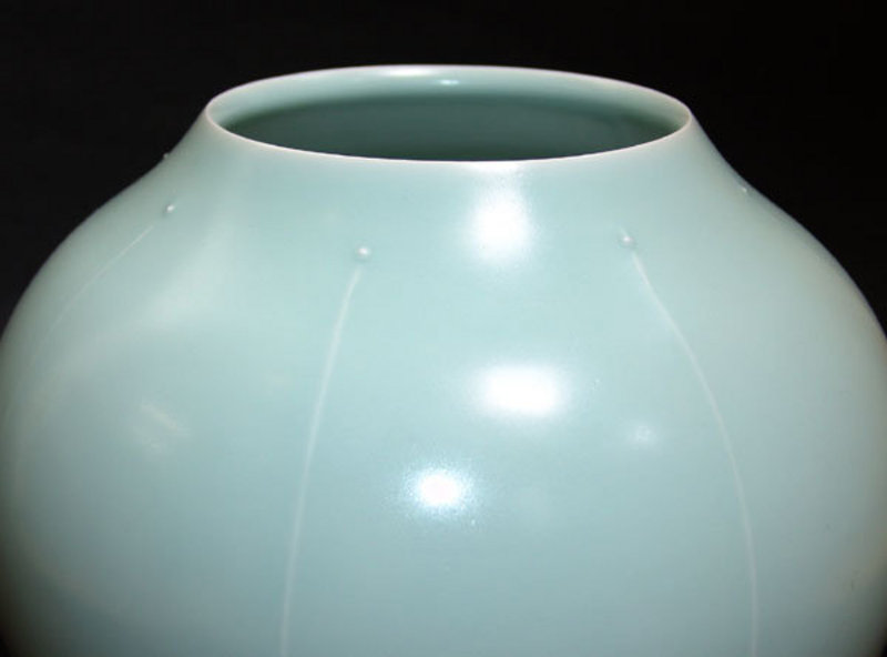 Modern Celadon Pottery Vase by Fukami Sueharu