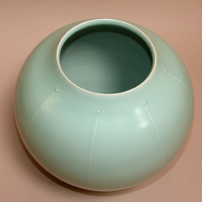 Modern Celadon Pottery Vase by Fukami Sueharu