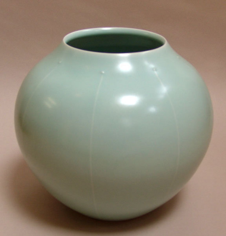 Modern Celadon Pottery Vase by Fukami Sueharu