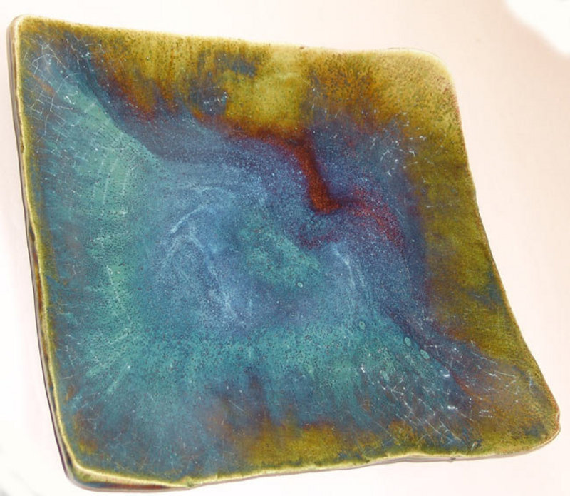 Oribe slab Platter by Kato Shuntei