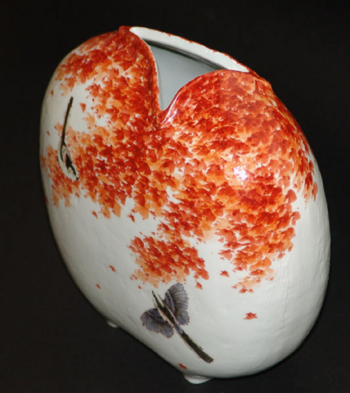 Decorative Vase by Kutani Artist Nakamura Toshito