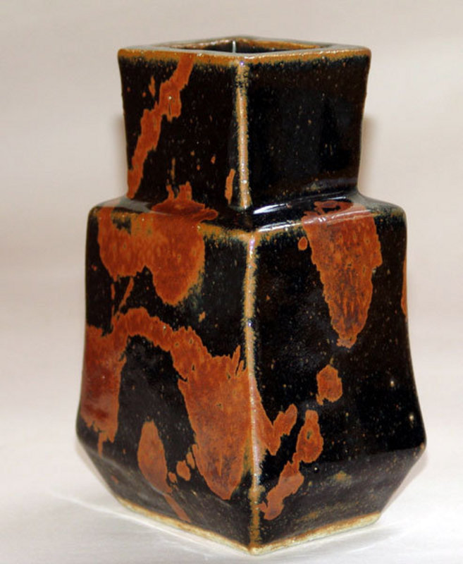 Dynamic Black Splashed Vase by Kanjiro Kawai
